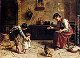 Eugenio Zampighi Famous Paintings - The First Steps